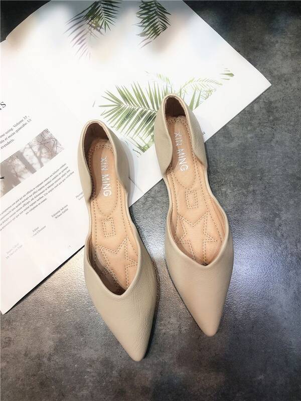Pointed Toe Shallow Mouth Women's Flat Summer Korean Style Versatile Simple Hollow Soft Sole Professional Work Shoes,_vogvips.com