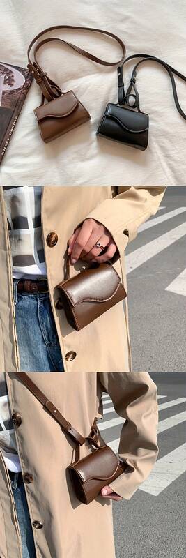Women Retro Wavy Flap Mini Leather Adjustable Crossbody Bag_voghion.com