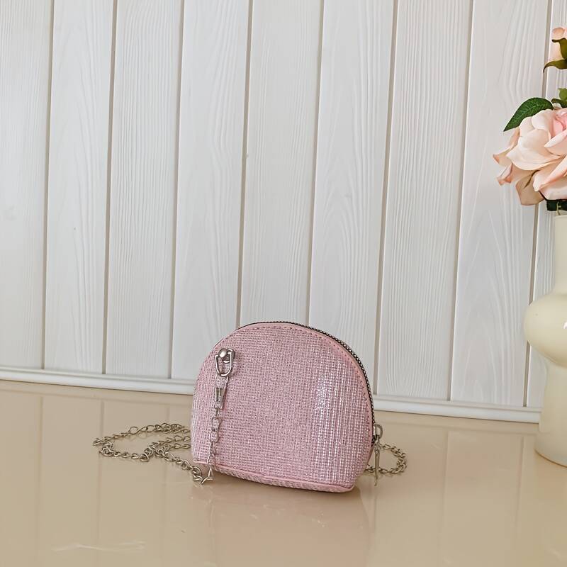 Halbmond Mini Satteltasche Für Damen Mit Wellenmuster Und Kette_voghion.com