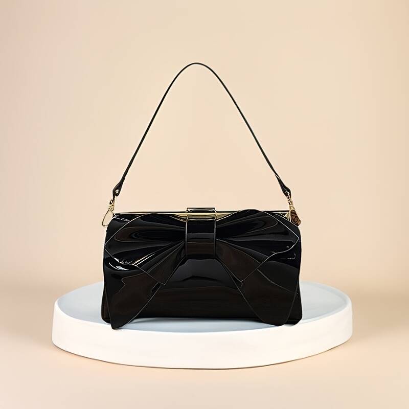 Pochette da sera in raso con fiocco e tracolla_voghion.com