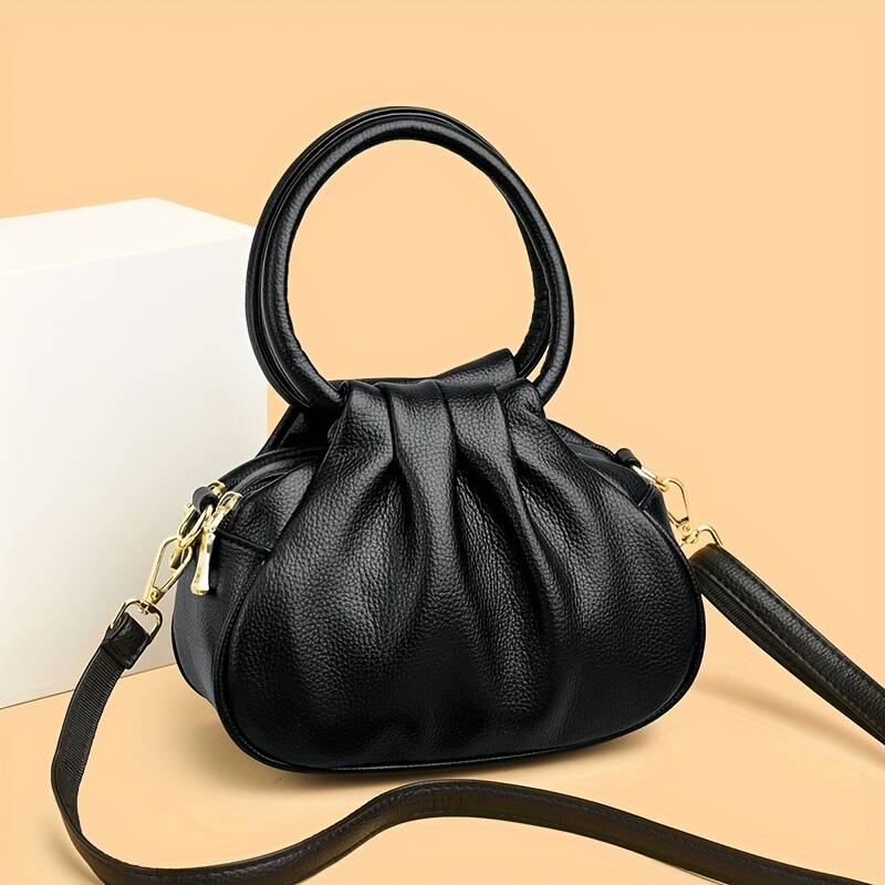 Geraffte Cloud Mini Tasche Mit Ringgriff Und Schultergurt_voghion.com