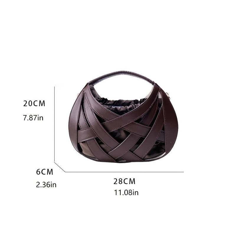 Braided Hollow Out Shoulder Bag Women Drawstring Liner Adjustable Strap Designer Crossbody Handbag_voghion.com
