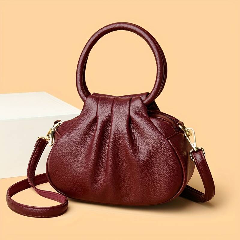 Geraffte Cloud Mini Tasche Mit Ringgriff Und Schultergurt_voghion.com