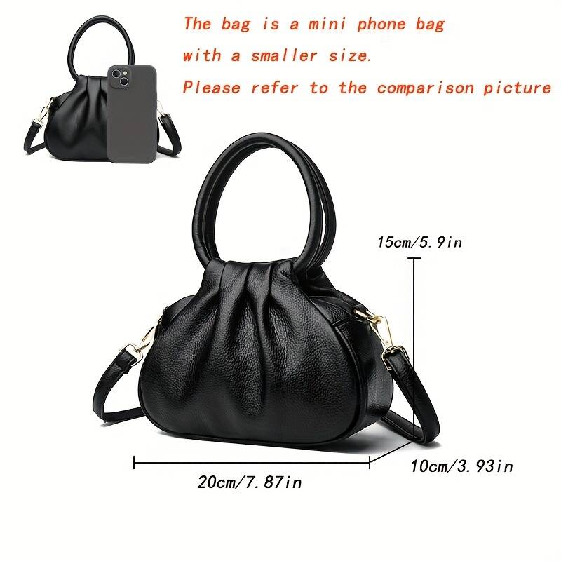 Geraffte Cloud Mini Tasche Mit Ringgriff Und Schultergurt_voghion.com