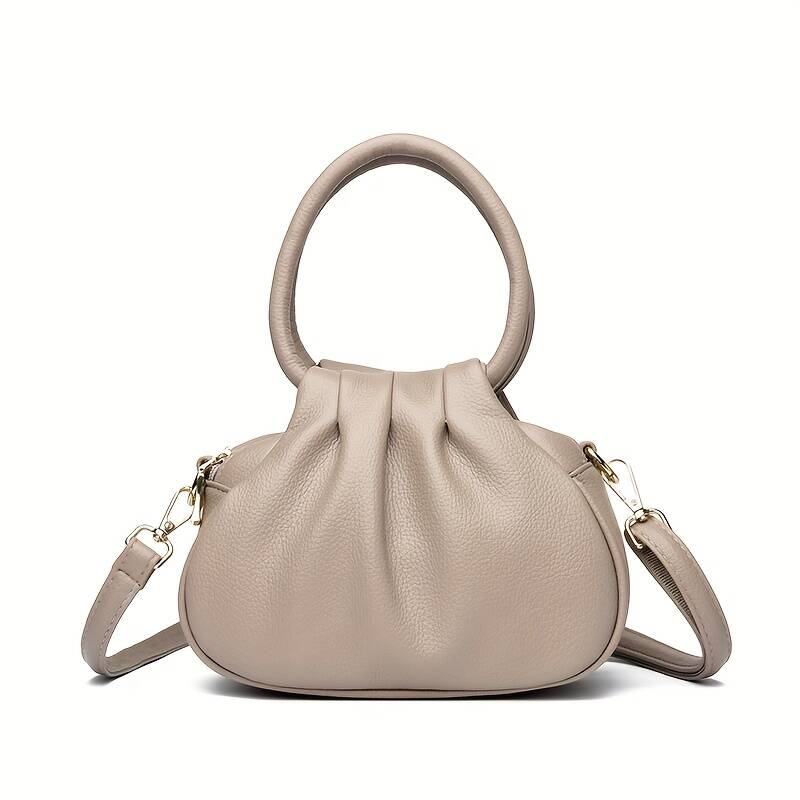 Geraffte Cloud Mini-Tasche für Damen, runder Ringgriff, abnehmbare Umhängetasche_voghion.com