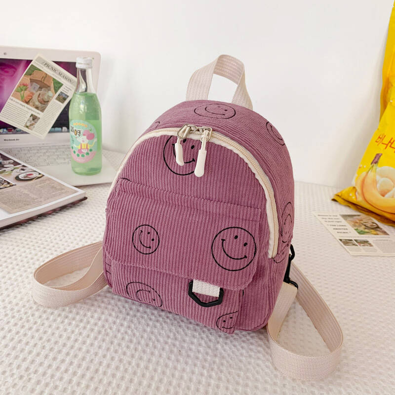 Kleiner Smiley Kord Rucksack Für Damen Leicht Und Modisch_voghion.com