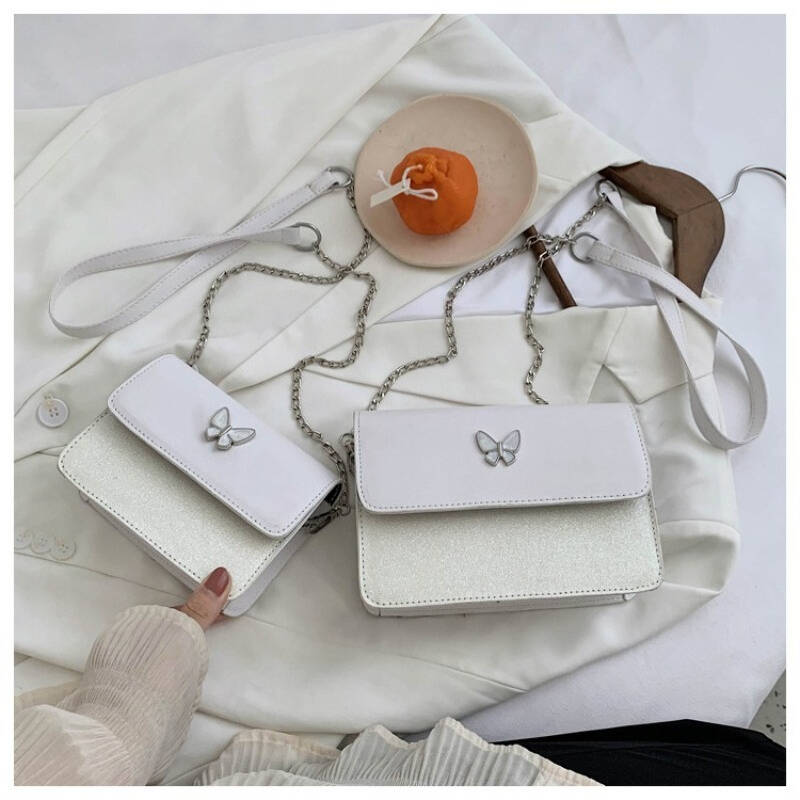 Black Butterfly Flap Mini Crossbody Bag Women Dual Chain & Wide Strap Shoulder Purse_voghion.com