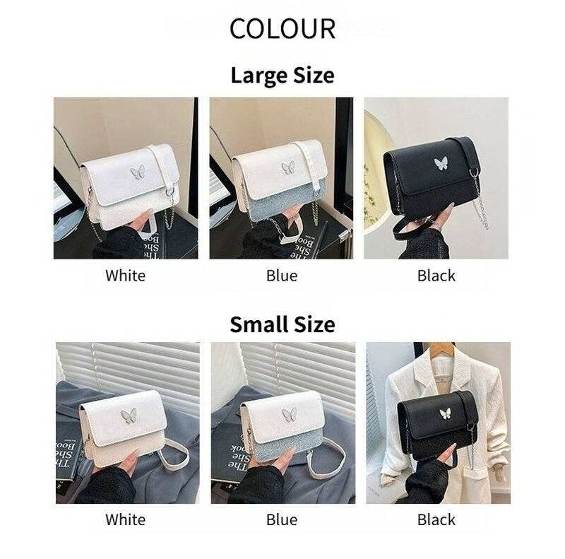 Black Butterfly Mini Crossbody Bag With Dual Chain And Wide Strap_voghion.com