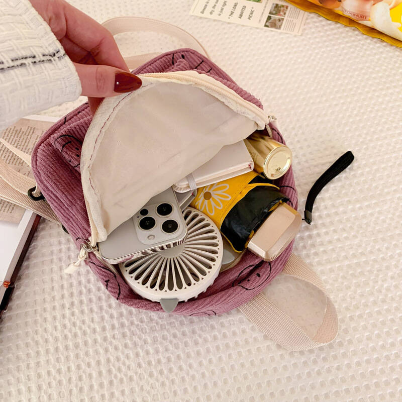 Kleiner Smiley Kord Rucksack Für Damen Leicht Und Modisch_voghion.com