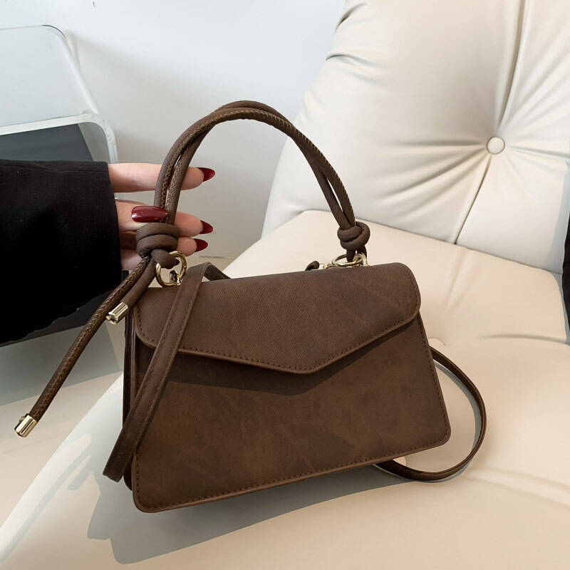 Dark Washed Denim Mini Flap Bag Women Knotted Handle Detachable Crossbody Purse_voghion.com