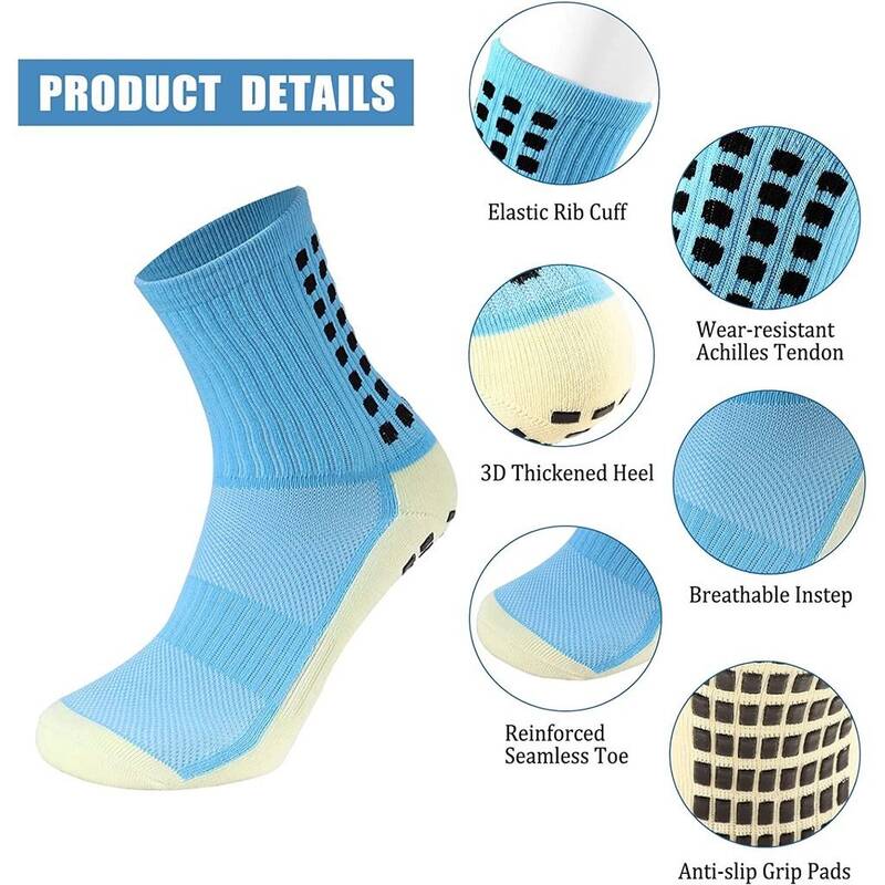 Men's Mid‑Calf Sports Socks With Silicone Anti‑Slip Dots, Adult Sweat‑Wicking Terry Bottom Training Football Socks_desvips.com