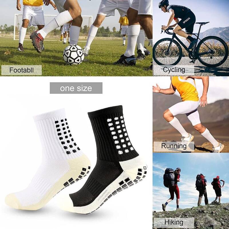 Men's Mid‑Calf Sports Socks With Silicone Anti‑Slip Dots, Adult Sweat‑Wicking Terry Bottom Training Football Socks_desvips.com