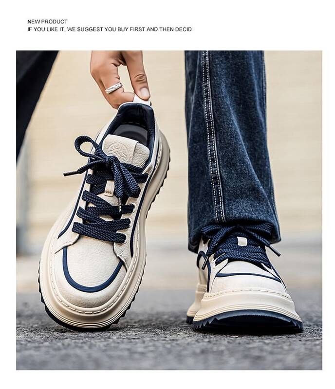 Men's Spring American High Street White Sneakers, Casual Sports Shoes For Students, Height-increasing, Light Luxury,_vogvips.com