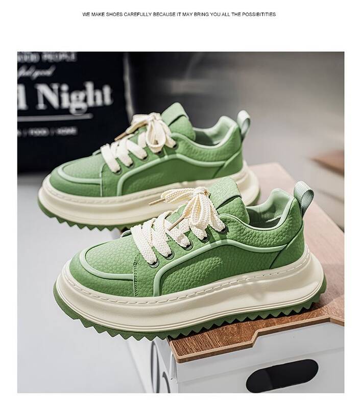 Men's Spring American High Street White Sneakers, Casual Sports Shoes For Students, Height-increasing, Light Luxury,_vogvips.com