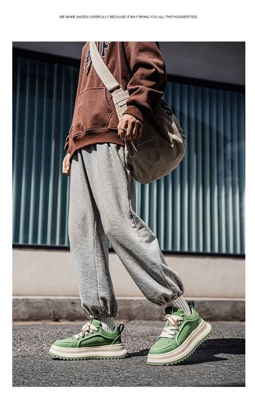 Men's Spring American High Street White Sneakers, Casual Sports Shoes For Students, Height-increasing, Light Luxury,_vogvips.com