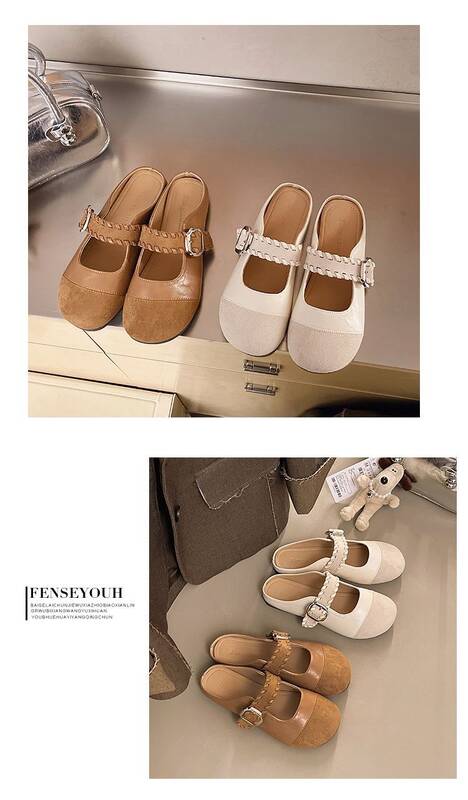 Fashionable Retro Buckle Sandals For Women, 2026 Spring/summer New Style, Closed-toe Half-slippers, Versatile_vogvips.com