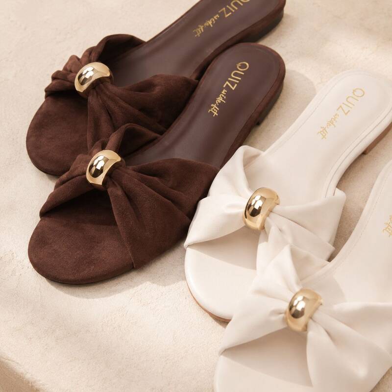 French-style Bowknot Metal Buckle Sandals, New Summer Model, Comfortable Soft-soled Versatile Flat Sandals For Women_vogvips.com