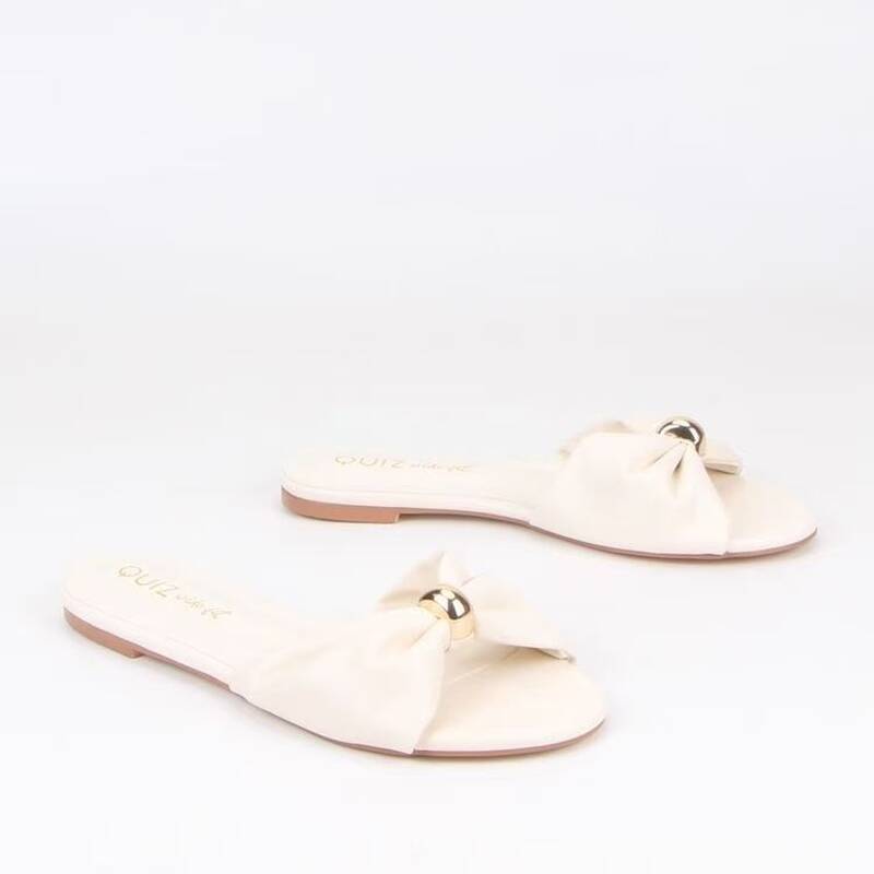 French-style Bowknot Metal Buckle Sandals, New Summer Model, Comfortable Soft-soled Versatile Flat Sandals For Women_vogvips.com