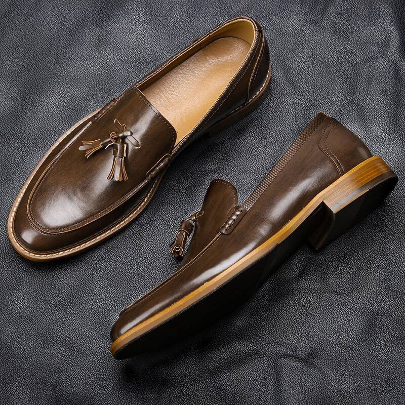 Extra-large Size New Shoes, High-end Luxury Loafers, Men's British-style Business Slip-on Leather Loafers_vogvips.com