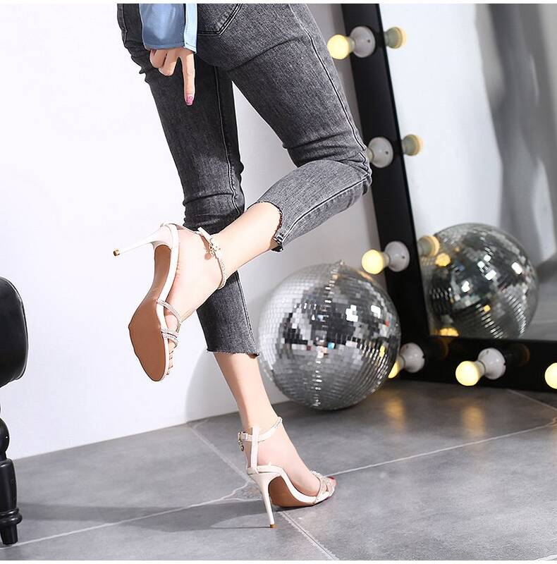 Sexy And Unique Rhinetone Open-Toe Sandal For Women, 2026 Summer New French Style Elegant Thin-Heeled Buckle High_vogvips.com