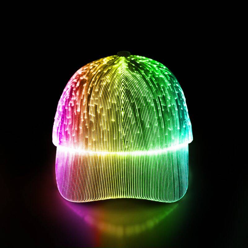 Hip-Hop Street Dance Baseball L Luminous Disco Night Light Duckbill Cap Color-Changing LED Hat Colorful_desvips.com