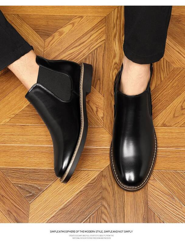 Men's Large Size British Pointed-toe Martin Youth Korean Style Trendy Chelsea Boots, Short Retro Leather Shoes_vogvips.com