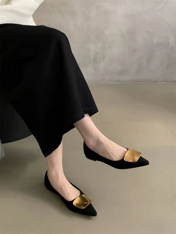 French Style Evening Breeze Elegant Pointed Toe Shallow Mouth Single Shoes For Women Spring And Autumn New Korean_vogvips.com