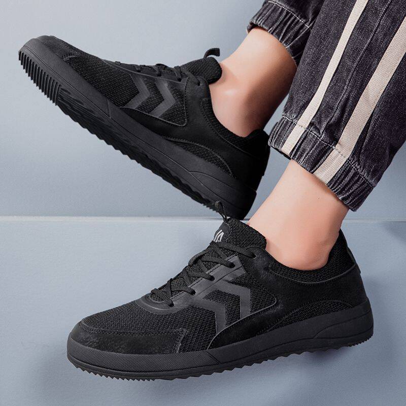 Extra-wide Men's 47, Sports Extra-large Size 48, Mesh Breathable Barefoot Wear-resistant Black Work Shoes, Wide-last_vogvips.com