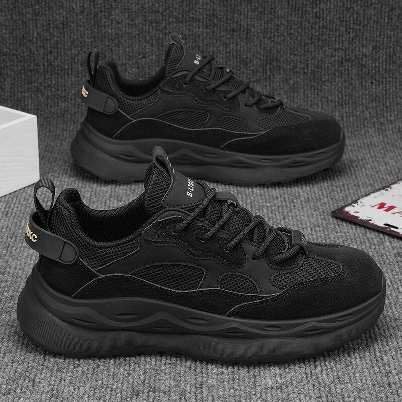 Men's 2025 New Autumn Breathable Non-slip Mesh Sports Casual Versatile Running Black Thick-soled Dad Shoes_vogvips.com