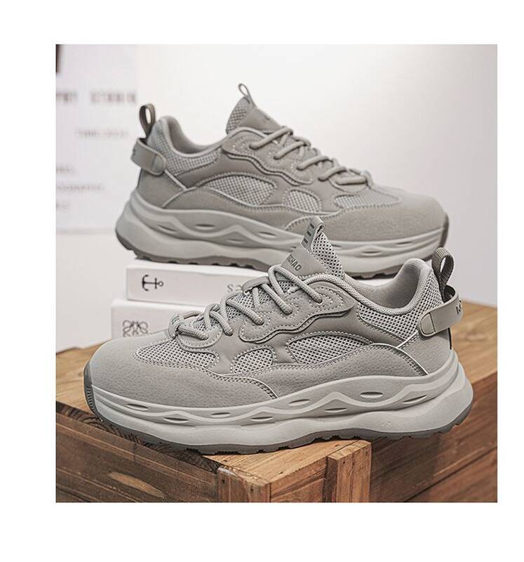 Men's 2025 New Autumn Breathable Non-slip Mesh Sports Casual Versatile Running Black Thick-soled Dad Shoes_vogvips.com