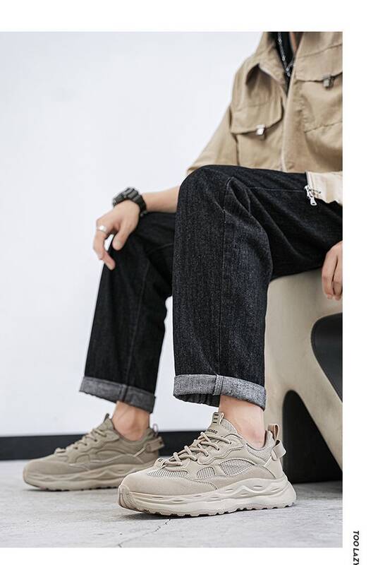 Men's 2025 New Autumn Breathable Non-slip Mesh Sports Casual Versatile Running Black Thick-soled Dad Shoes_vogvips.com