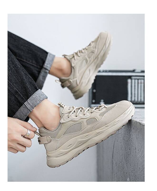 Men's 2025 New Autumn Breathable Non-slip Mesh Sports Casual Versatile Running Black Thick-soled Dad Shoes_vogvips.com