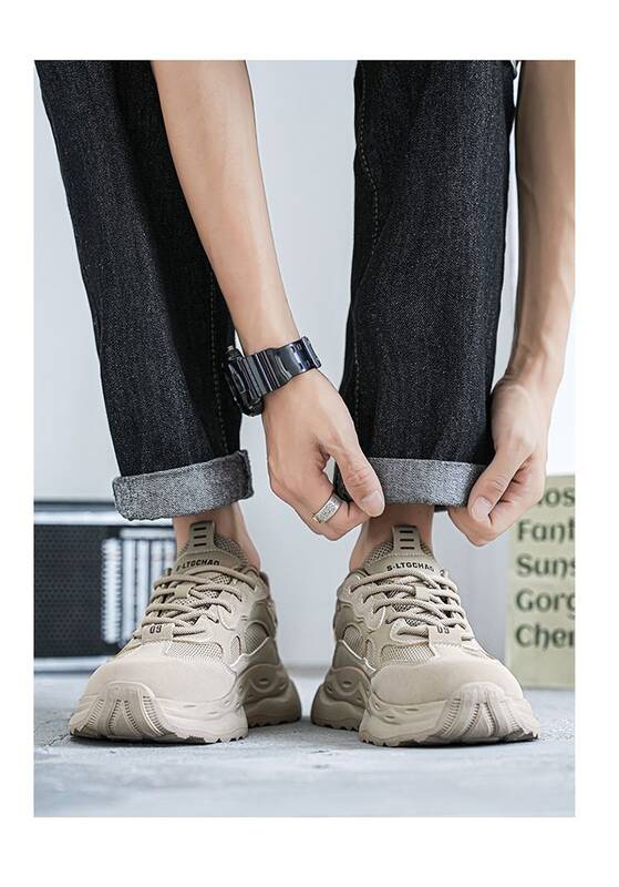 Men's 2025 New Autumn Breathable Non-slip Mesh Sports Casual Versatile Running Black Thick-soled Dad Shoes_vogvips.com