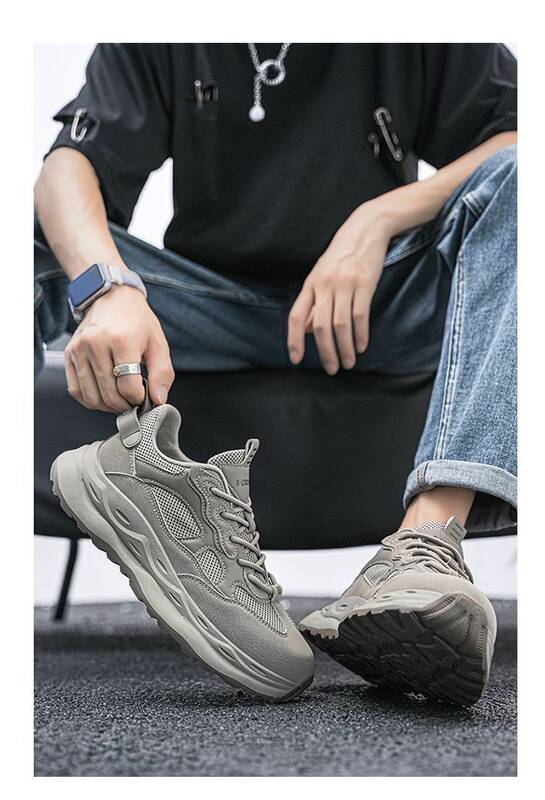 Men's 2025 New Autumn Breathable Non-slip Mesh Sports Casual Versatile Running Black Thick-soled Dad Shoes_vogvips.com