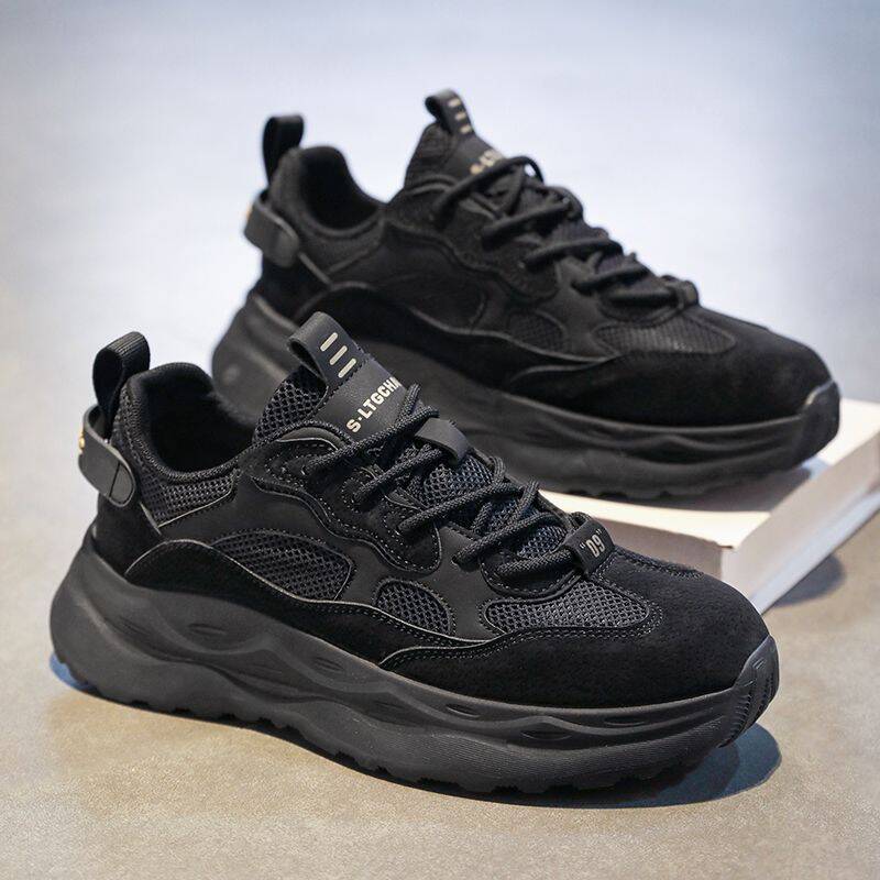 Men's 2025 New Autumn Breathable Non-slip Mesh Sports Casual Versatile Running Black Thick-soled Dad Shoes_vogvips.com