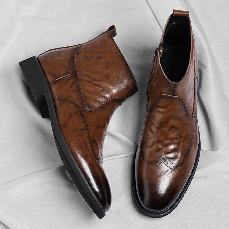 European Station Boutique Soft-toed Boots For Men, New Chelsea Business High-top Men's Shoes, Korean Style Casual_vogvips.com