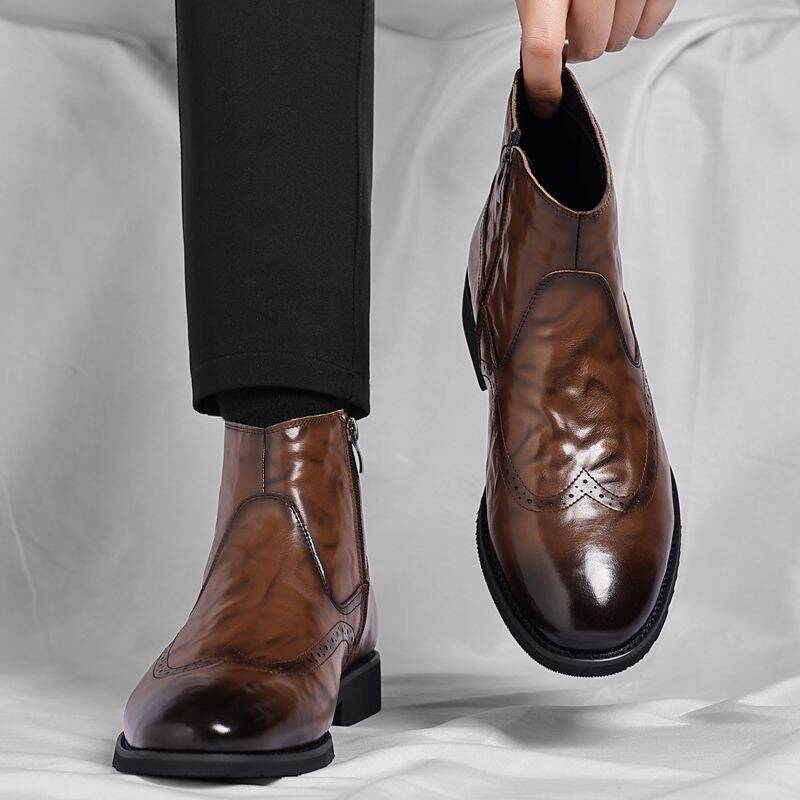 European Station Boutique Soft-toed Boots For Men, New Chelsea Business High-top Men's Shoes, Korean Style Casual_vogvips.com