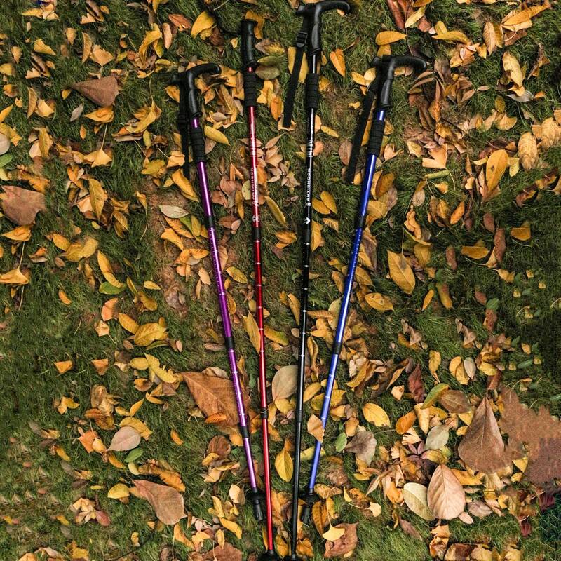 Outdoor Shock Absorption Three-Section Telescopic Hiking Lightweight Non-Slip Stainless Steel Climbing Self-Defense_desvips.com