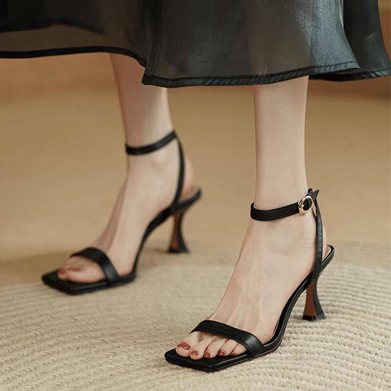 Plus Size 414243 Square Toe Stiletto New French Style Slimming Versatile One-strap High-heeled Sandals_vogvips.com