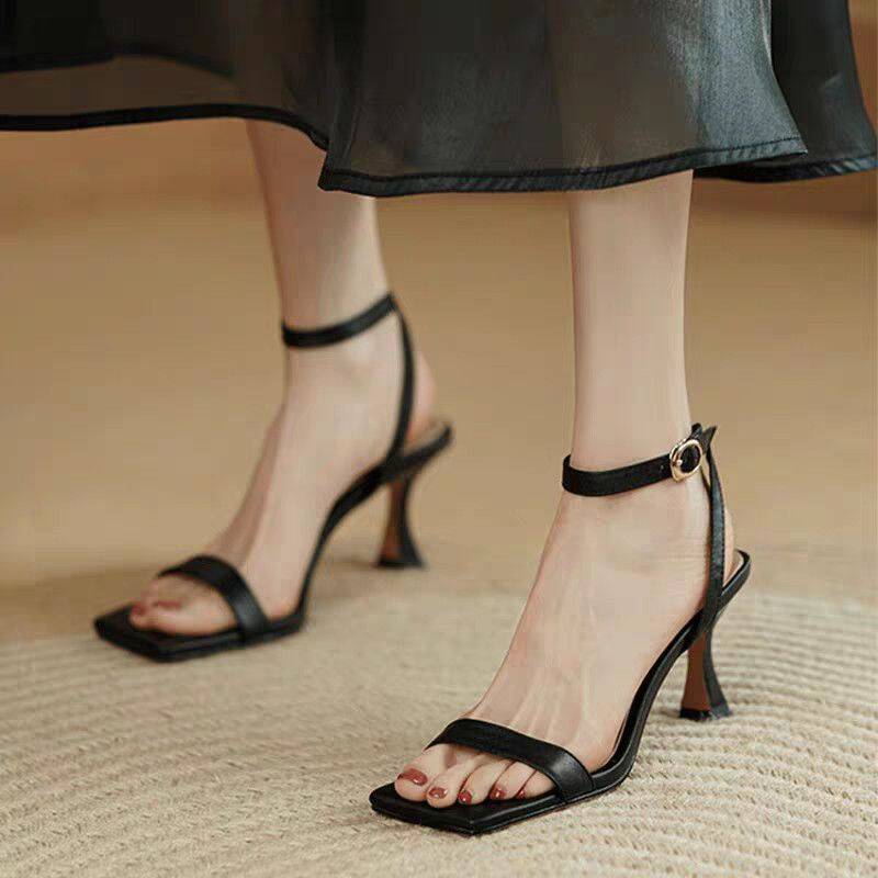 Plus Size 414243 Square Toe Stiletto New French Style Slimming Versatile One-strap High-heeled Sandals_vogvips.com