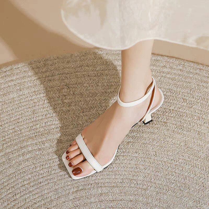 Plus Size 414243 Square Toe Stiletto New French Style Slimming Versatile One-strap High-heeled Sandals_vogvips.com