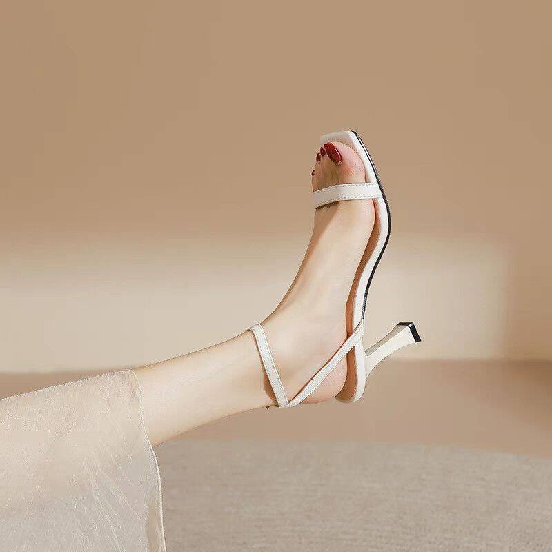 Plus Size 414243 Square Toe Stiletto New French Style Slimming Versatile One-strap High-heeled Sandals_vogvips.com