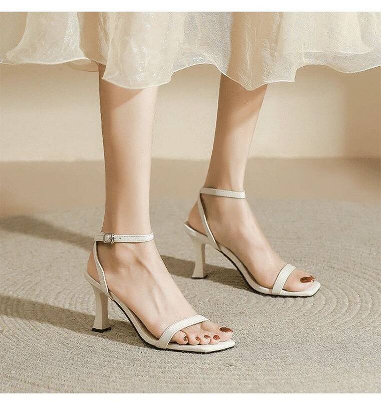 Plus Size 414243 Square Toe Stiletto New French Style Slimming Versatile One-strap High-heeled Sandals_vogvips.com