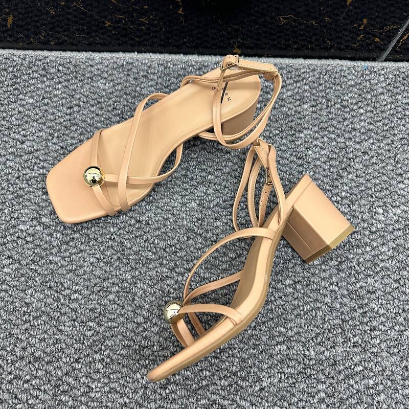 2026 Summer Fashion Square-Toe Clip-Toe Sandals For Women, Bohemian Style Casual Versatile Thin Strap Buckle High Heels_vogvips.com